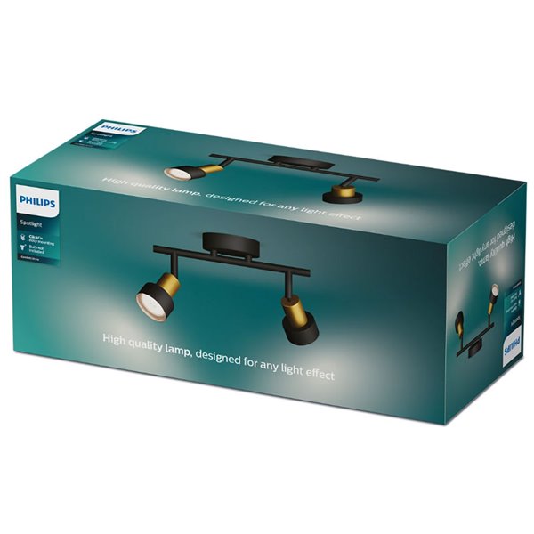 Regleta de 2 Focos CONDUIT 2xGU10 (No incl.) Negro y latón, ClickFix