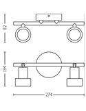 Regleta de 2 Focos CONDUIT 2xGU10 (No incl.) Negro y latón, ClickFix