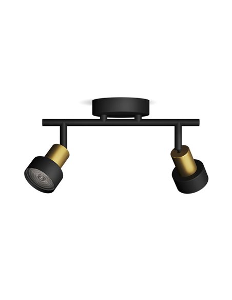 Faixa de 2 focos CONDUIT 2xGU10 (não incl.) Preto e latão, ClickFix