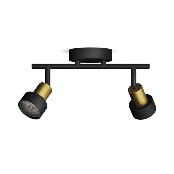 Bande de 2 Spots CONDUIT 2xGU10 (Non incl.) Noir et laiton, ClickFix