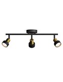 Regleta de 3 Focos CONDUIT 3xGU10 (No incl.) Negro y latón, ClickFix