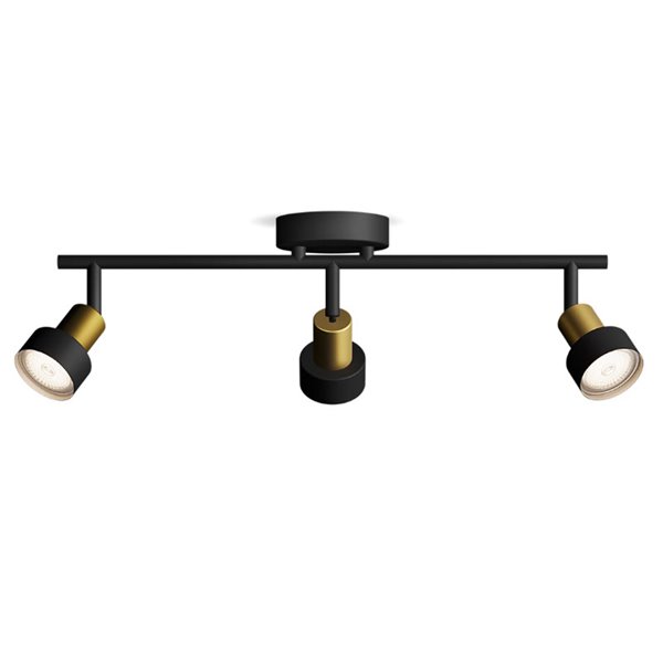 Regleta de 3 Focos CONDUIT 3xGU10 (No incl.) Negro y latón, ClickFix