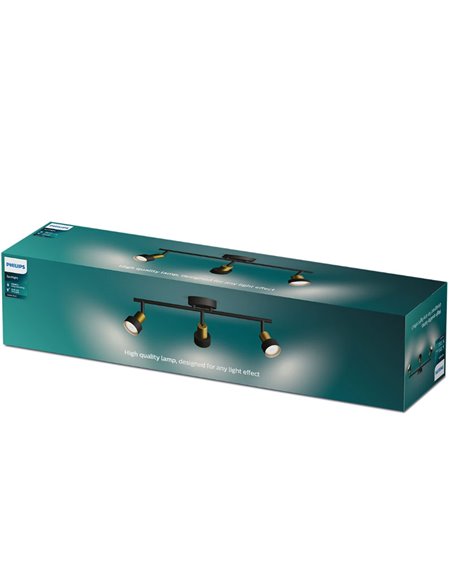 Bande de 3 Spots CONDUIT 3xGU10 (Non incl.) Noir et laiton, ClickFix