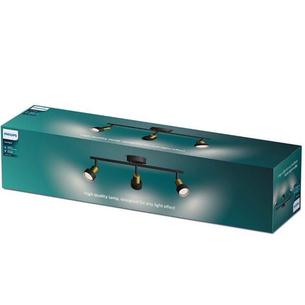 Bande de 3 Spots CONDUIT 3xGU10 (Non incl.) Noir et laiton, ClickFix