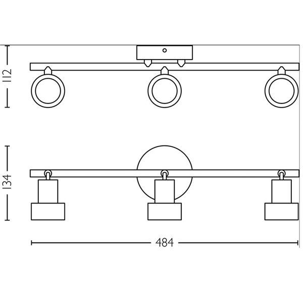 Regleta de 3 Focos CONDUIT 3xGU10 (No incl.) Negro y latón, ClickFix