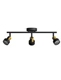 Regleta de 3 Focos CONDUIT 3xGU10 (No incl.) Negro y latón, ClickFix