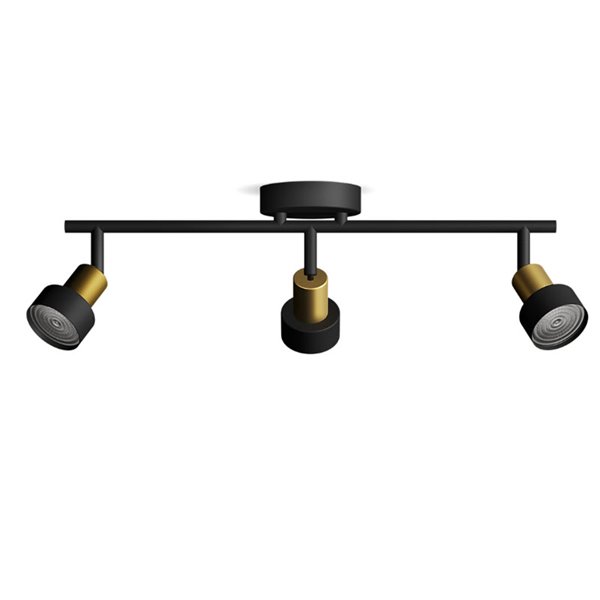 Regleta de 3 Focos CONDUIT 3xGU10 (No incl.) Negro y latón, ClickFix