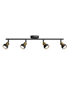 Regleta de 4 Focos CONDUIT 4xGU10 (No incl.) Negro y latón, ClickFix