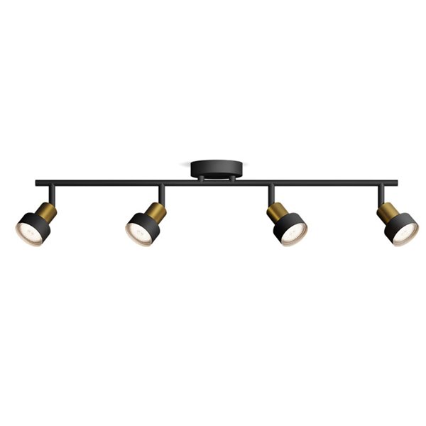 Regleta de 4 Focos CONDUIT 4xGU10 (No incl.) Negro y latón, ClickFix