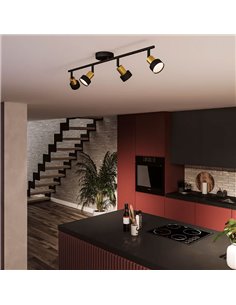 Faixa de 4 focos CONDUIT 4xGU10 (não incl.) Preto e latão, ClickFix 2