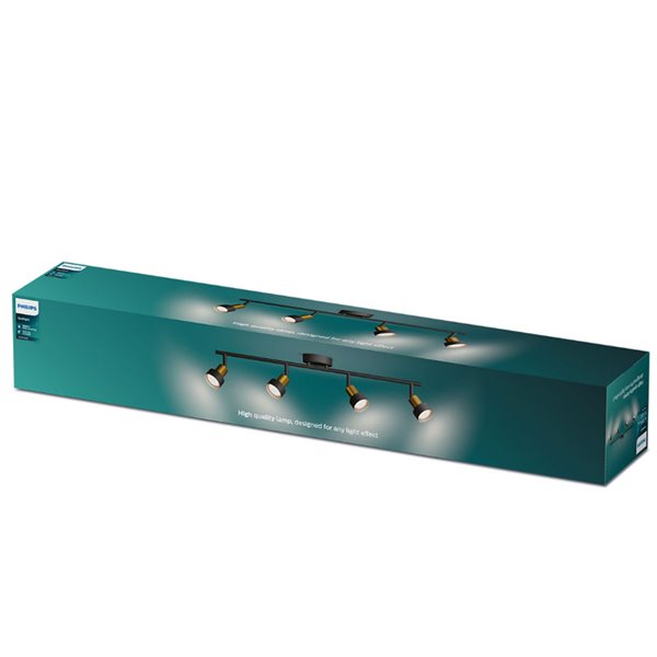 Bande de 4 Spots CONDUIT 4xGU10 (Non incl.) Noir et laiton, ClickFix