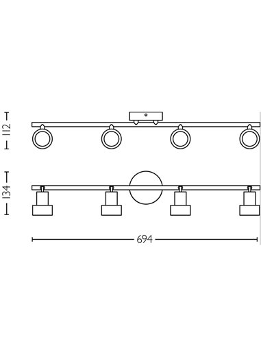 Faixa de 4 focos CONDUIT 4xGU10 (não incl.) Preto e latão, ClickFix
