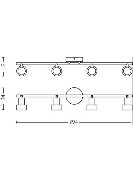 Bande de 4 Spots CONDUIT 4xGU10 (Non incl.) Noir et laiton, ClickFix