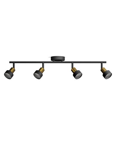 Regleta de 4 Focos CONDUIT 4xGU10 (No incl.) Negro y latón, ClickFix