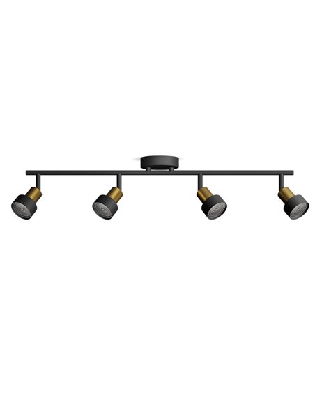 Regleta de 4 Focos CONDUIT 4xGU10 (No incl.) Negro y latón, ClickFix