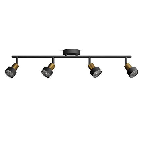 Regleta de 4 Focos CONDUIT 4xGU10 (No incl.) Negro y latón, ClickFix