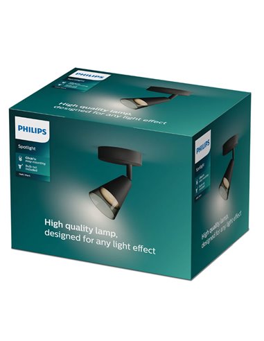 Foco de techo/pared en forma de cono vidrio negro CLEFT GU10 (No incl.), ClickFix