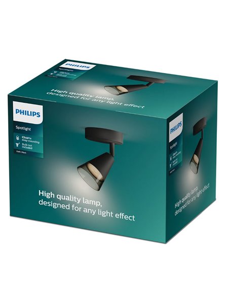 Foco de techo/pared en forma de cono vidrio negro CLEFT GU10 (No incl.), ClickFix