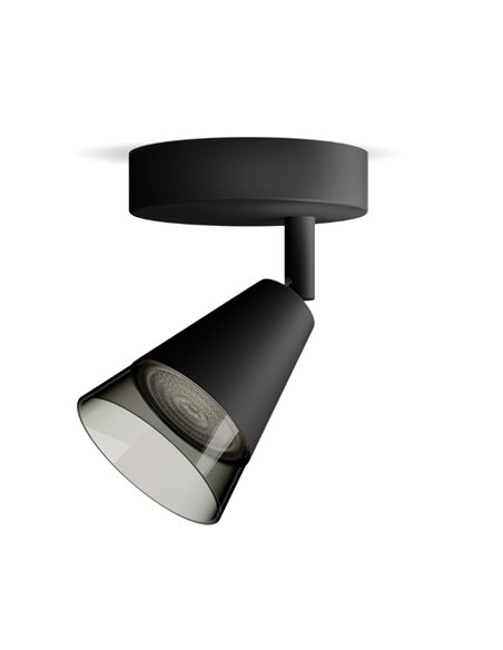 Foco de techo/pared en forma de cono vidrio negro CLEFT GU10 (No incl.), ClickFix