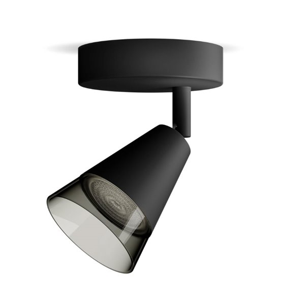 Foco de techo/pared en forma de cono vidrio negro CLEFT GU10 (No incl.), ClickFix