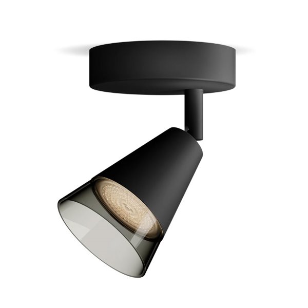 Foco de techo/pared en forma de cono vidrio negro CLEFT GU10 (No incl.), ClickFix