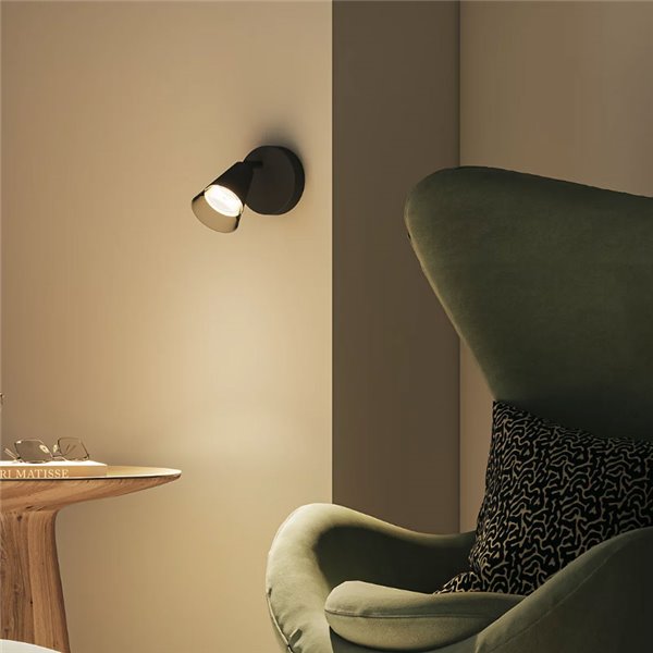 Foco de techo/pared en forma de cono vidrio negro CLEFT GU10 (No incl.), ClickFix