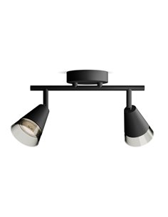 Faixa de 2 focos cônicos CLEFT 2xGU10 (Não incl.) Vidro preto, ClickFix