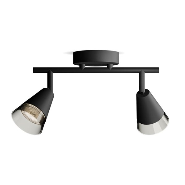 Regleta de 2 Focos en forma de cono CLEFT 2xGU10 (No incl.) vidrio Negro, ClickFix