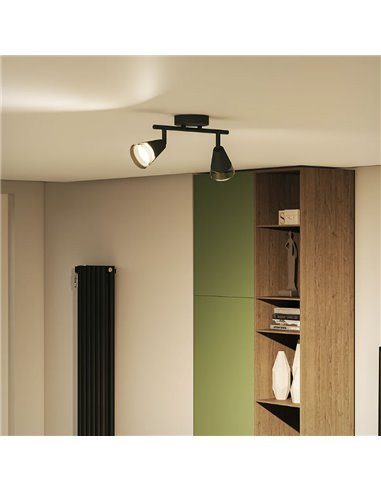 Regleta de 2 Focos en forma de cono CLEFT 2xGU10 (No incl.) vidrio Negro, ClickFix