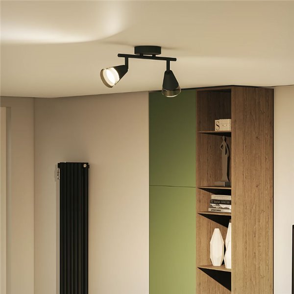 Regleta de 2 Focos en forma de cono CLEFT 2xGU10 (No incl.) vidrio Negro, ClickFix