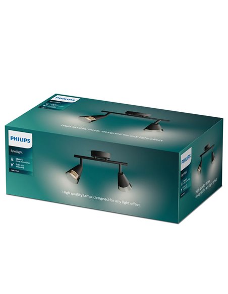 Regleta de 2 Focos en forma de cono CLEFT 2xGU10 (No incl.) vidrio Negro, ClickFix
