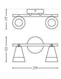 Regleta de 2 Focos en forma de cono CLEFT 2xGU10 (No incl.) vidrio Negro, ClickFix