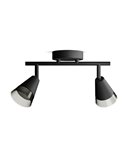 Regleta de 2 Focos en forma de cono CLEFT 2xGU10 (No incl.) vidrio Negro, ClickFix