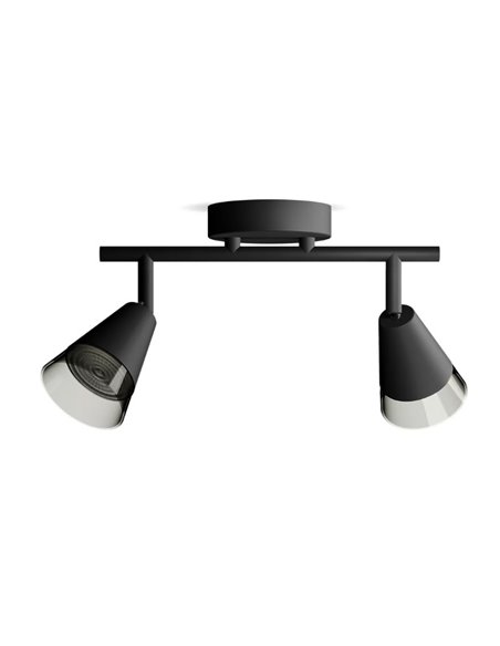 Regleta de 2 Focos en forma de cono CLEFT 2xGU10 (No incl.) vidrio Negro, ClickFix