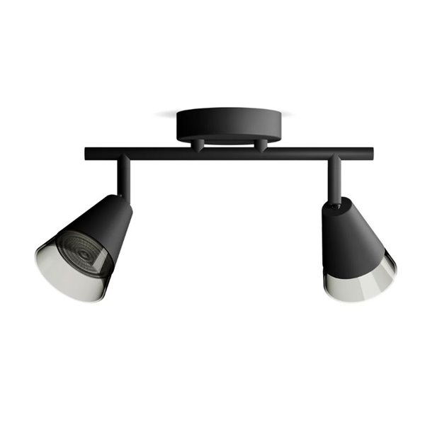 Faixa de 2 focos cônicos CLEFT 2xGU10 (Não incl.) Vidro preto, ClickFix