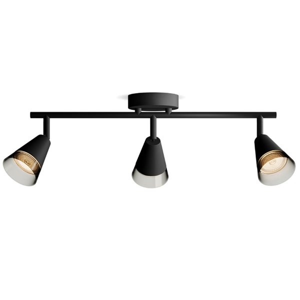 Regleta de 3 Focos en forma de cono CLEFT 3xGU10 (No incl.) vidrio Negro, ClickFix