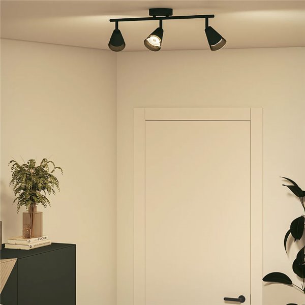 Regleta de 3 Focos en forma de cono CLEFT 3xGU10 (No incl.) vidrio Negro, ClickFix