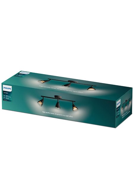 Regleta de 3 Focos en forma de cono CLEFT 3xGU10 (No incl.) vidrio Negro, ClickFix