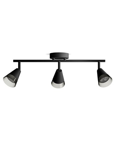 Réglette à 3 lampes CLEFT 3xGU10 conique (Non incluse) Verre noir, ClickFix