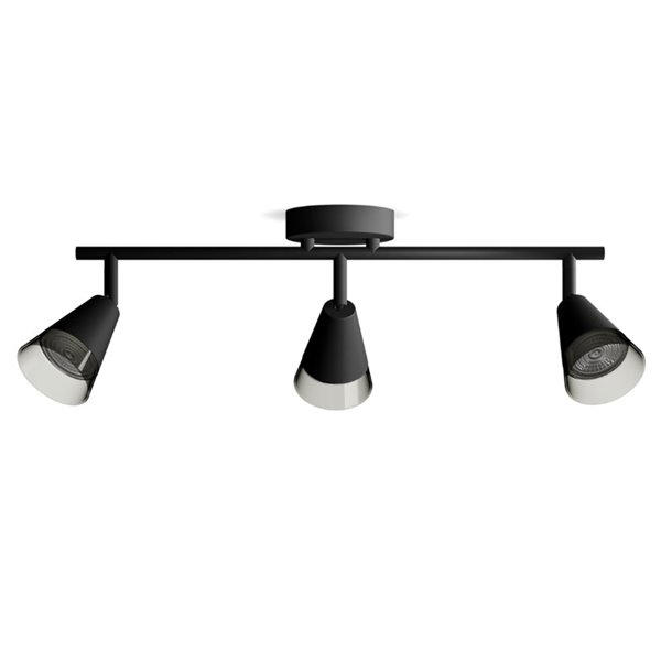 Regleta de 3 Focos en forma de cono CLEFT 3xGU10 (No incl.) vidrio Negro, ClickFix