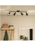 Regleta de 4 Focos en forma de cono CLEFT 4xGU10 (No incl.) vidrio Negro, ClickFix