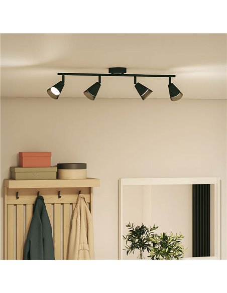 Regleta de 4 Focos en forma de cono CLEFT 4xGU10 (No incl.) vidrio Negro, ClickFix