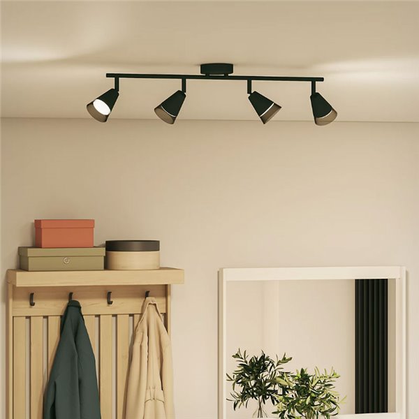 Regleta de 4 Focos en forma de cono CLEFT 4xGU10 (No incl.) vidrio Negro, ClickFix