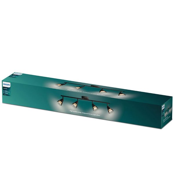 Barrette de 4 spots coniques CLEFT 4xGU10 (Non incl.) Verre noir, ClickFix