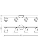 Regleta de 4 Focos en forma de cono CLEFT 4xGU10 (No incl.) vidrio Negro, ClickFix