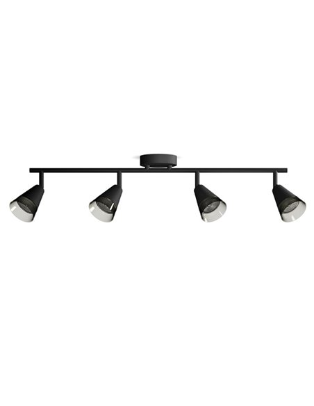 Faixa de 4 focos cônicos CLEFT 4xGU10 (Não incl.) Vidro preto, ClickFix