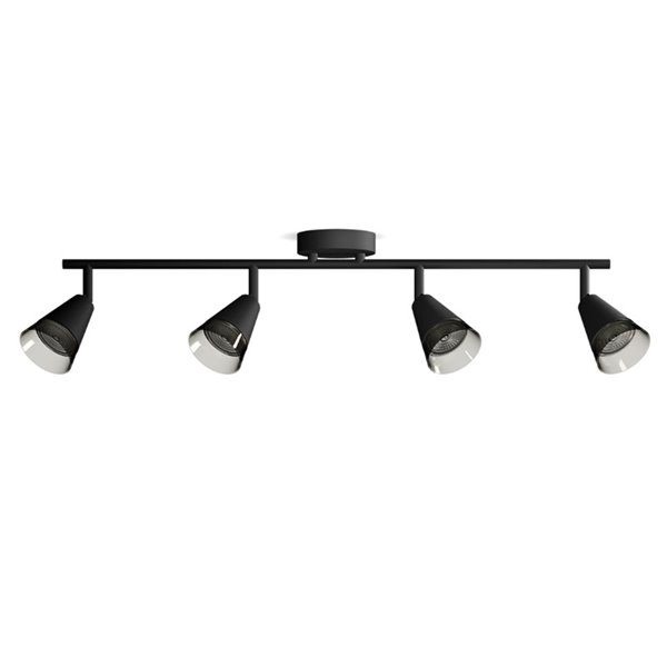 Regleta de 4 Focos en forma de cono CLEFT 4xGU10 (No incl.) vidrio Negro, ClickFix