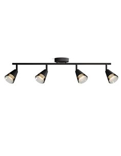 Regleta de 4 Focos en forma de cono CLEFT 4xGU10 (No incl.) vidrio Negro, ClickFix