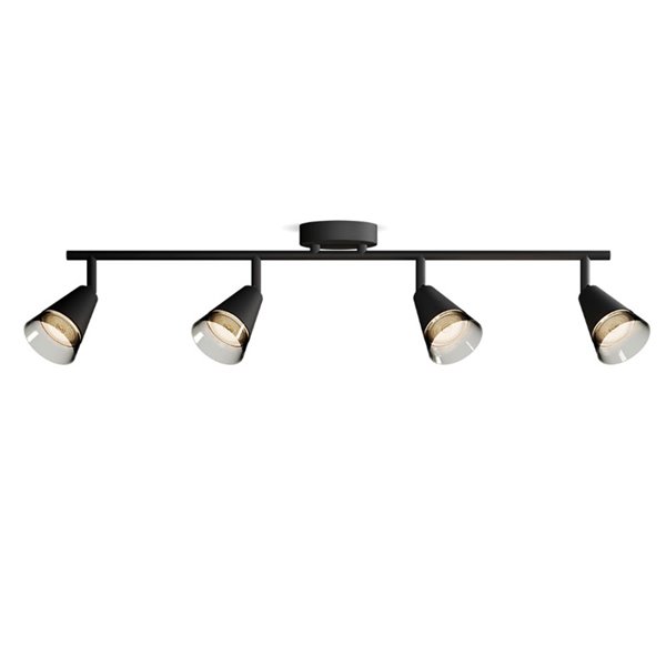 Barrette de 4 spots coniques CLEFT 4xGU10 (Non incl.) Verre noir, ClickFix