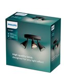 Plafón de techo con 3 Focos CLEFT 3xGU10 (No incl.) en forma de cono de vidrio Negro, ClickFix